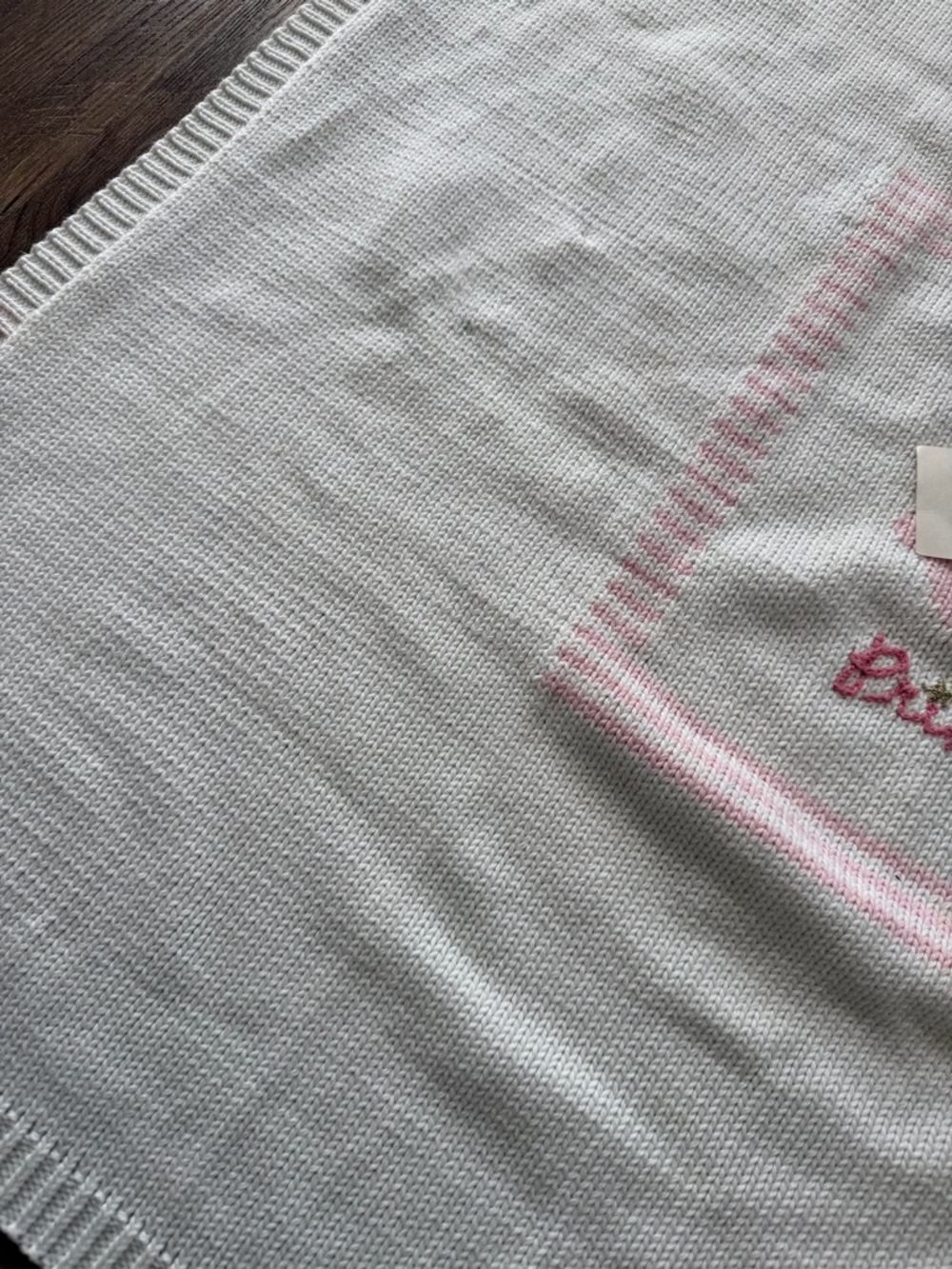 Kitt Homemade Knitwear “PRINCESS” Pink & White Knit Baby Blanket with Gold Crown - Picture 6 of 16